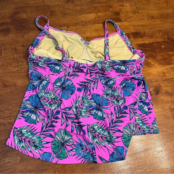 Swimsuits for all pink blue floral tankini top size 20 underwire - Picture 6 of 7